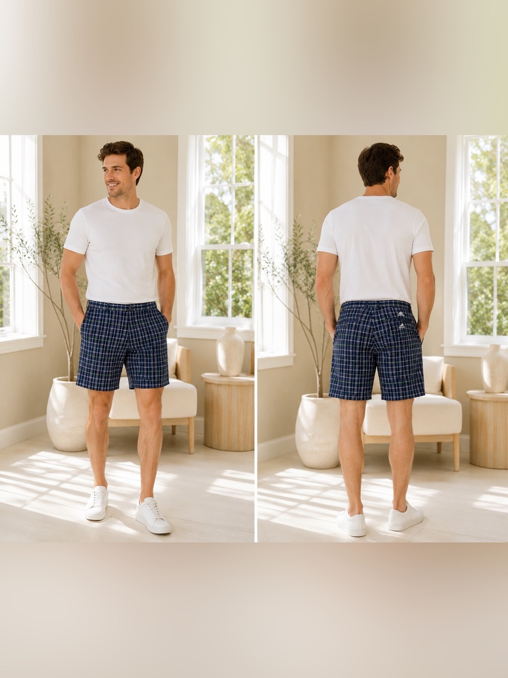 adidas Men's Golf Shorts Navy Plaid size 38 EUC